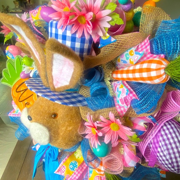 Easter Wreath,Spring decor,Easter decor,Farmhouse,Bunny Wreath,Free 4 ribbon bow - Picture 5 of 11